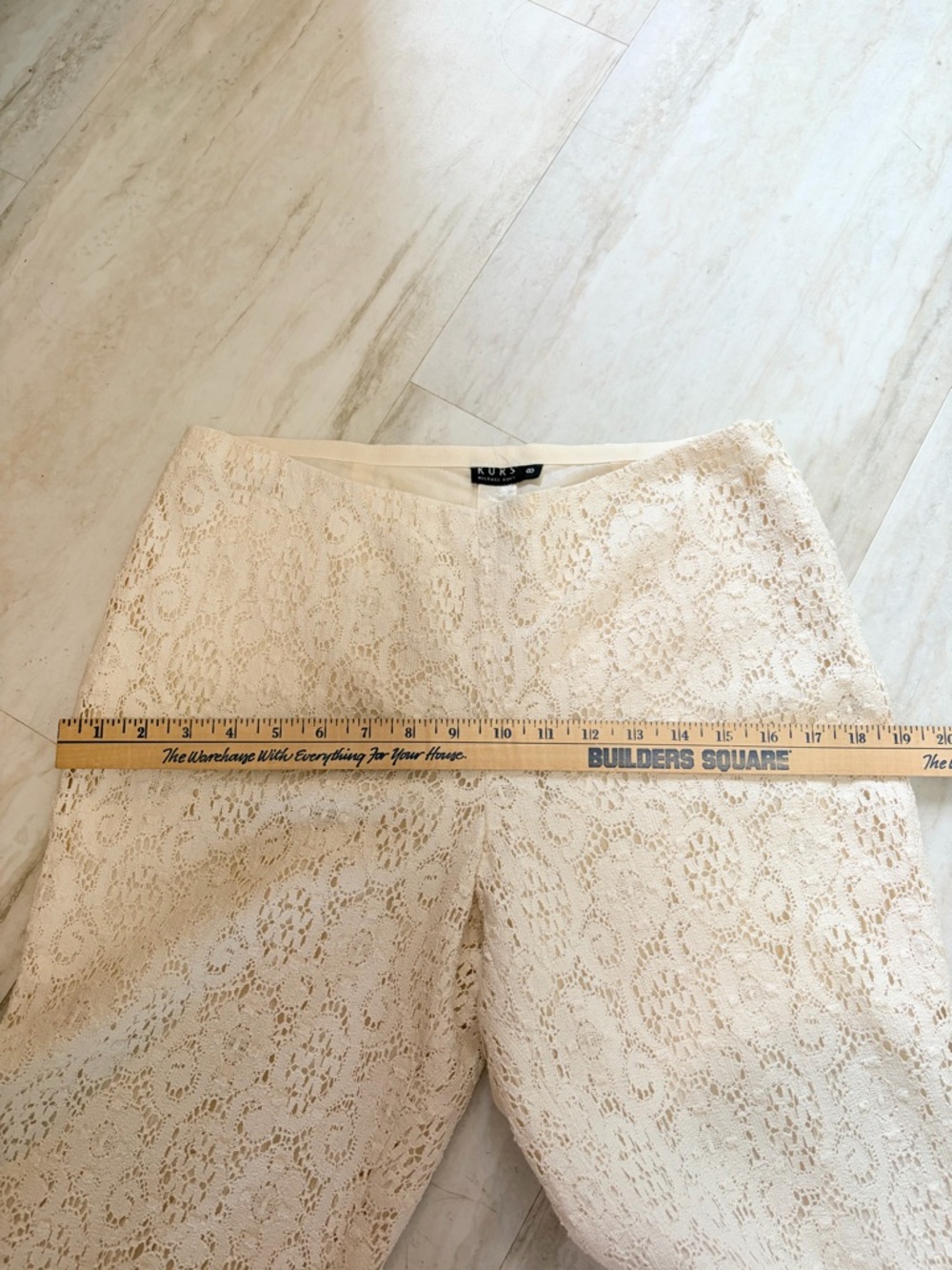Vintage KORS Cream Lace Flare Pants • Boho Bridal Festival Statement Pants - Picture 12 of 12